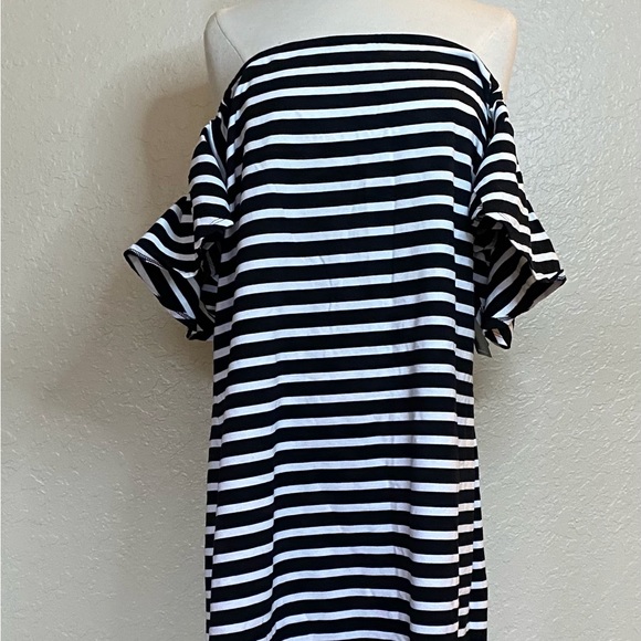 Ralph Lauren Black and White Striped On/Off Shoulder Dress - 2X - NWT - Picture 6 of 16